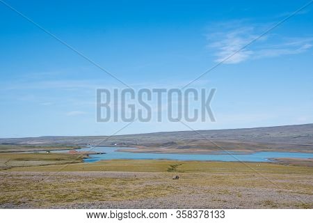 Spordoldulon Reservoir In River Tungnaa In Iceland On A Summer Day