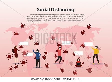 Social Distancing Prevention Coronavrius Disease (covid-19). 2 Meters Or 6 Feet Distance Between Hum