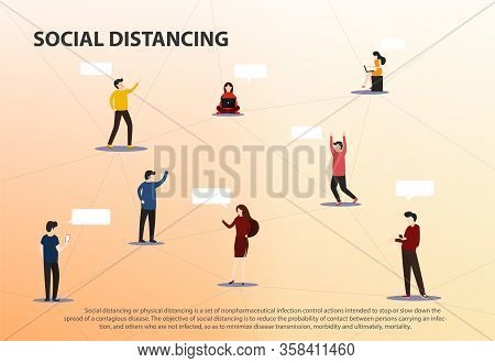 Social Distancing Prevention Coronavrius Disease (covid-19). 2 Meters Or 6 Feet Distance Between Hum
