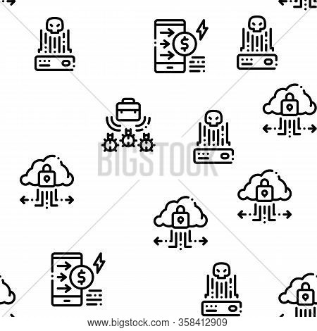 Pentesting Software Seamless Pattern Vector Thin Line. Illustrations