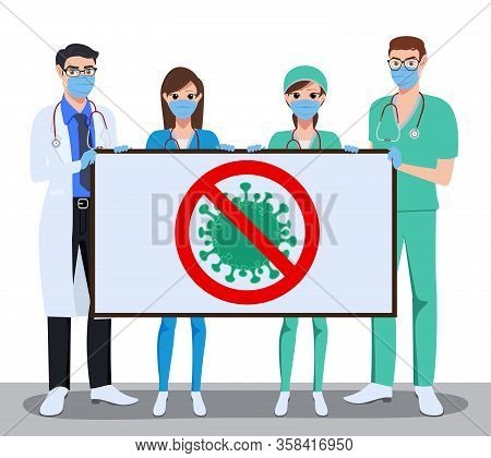 Medical Front Liners Characters Vector Concept Design. Medical Team Doctors And Nurses Character Hol