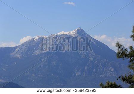 Famous Tahtali Dagi mountain in Turkey. View from Likya Yolu tourist path in Turkey