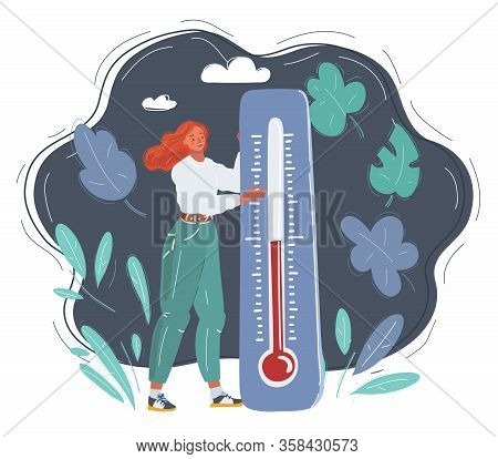 Young Beautiful Woman Suffers From Heat Stroke, Sweating