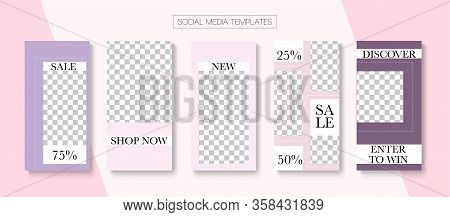 Modern Stories Vector Background. Funky Sale, New Arrivals Story Layout. Online Shop Rich Vip Graphi