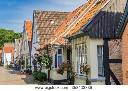 Historic Houses In Holm Fishing Village In Schleswig, Germany
