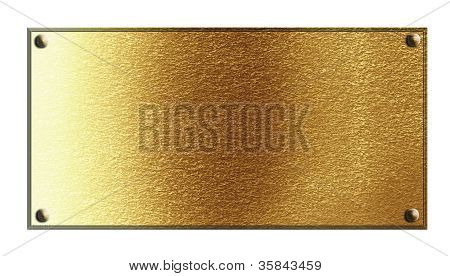 Placca d'oro su sfondo bianco solido