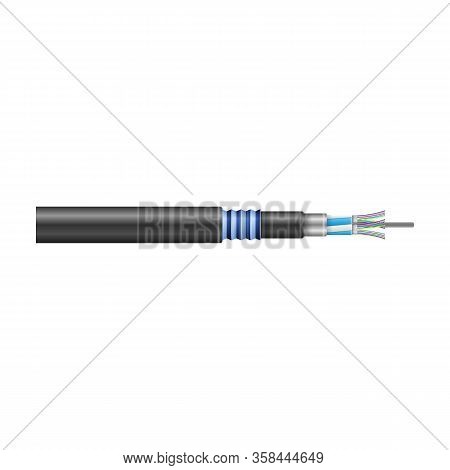 Fiber Cable Vector Icon. Realistic Vector Icon Isolated On White Background Fiber Cable.