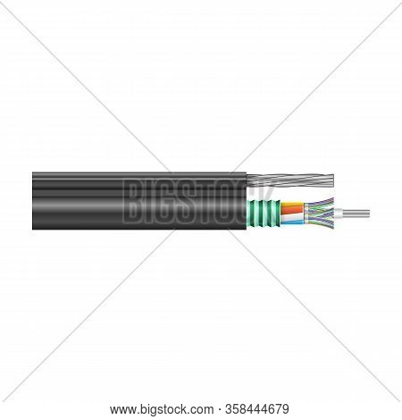 Fiber Cable Vector Icon. Realistic Vector Icon Isolated On White Background Fiber Cable.