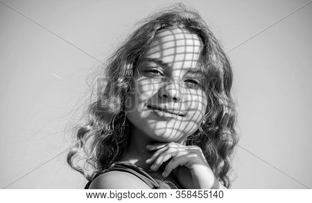 Small Beauty. Kid Fashion. Pretty Child Outdoor. Natural Beauty. Small Girl Long Hair. Happy Childho
