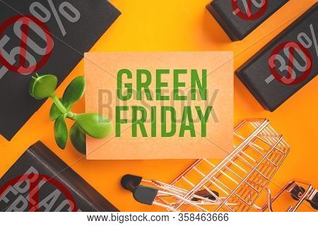 Concept Template With Text Green Friday, Defense Of The Planet, Strike Against Black Friday And The 