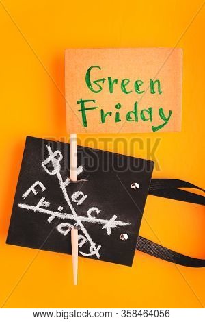 Concept Green Friday, Defense Of The Planet, Strike Against Black Friday And The Day Of Sales And Di