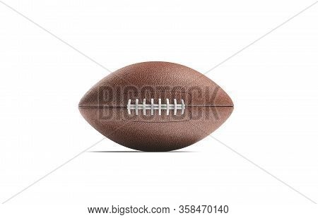 Blank Brown American Soccer Ball Mock Up, Front View, 3d Rendering. Empty Leather Bal For States Foo