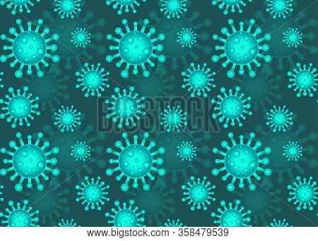 Coronavirus Vector Seamless Pattern. Backgroud Texture With Covid 19