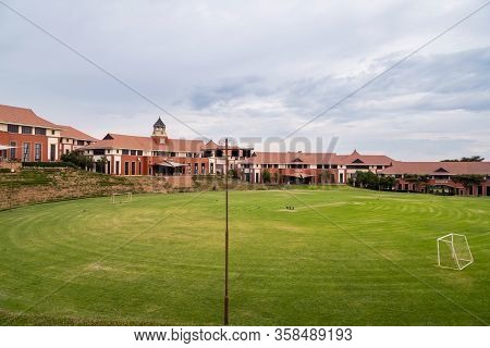 Johannesburg, South Africa 6th February - 2020: Sports Field In Centre Of Corporate Office Park.