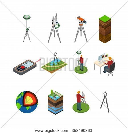 Earth Exploration Concept Icon 3d Isometric View Include Of Research Instrument, Exploration Ground,