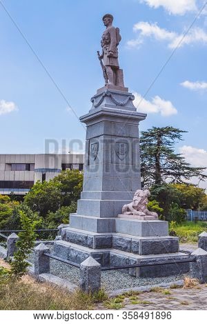 Johannesburg, South Africa, 15th March - 2020: Transvaal Scottish War Memorial. Statue Of A Soldier.