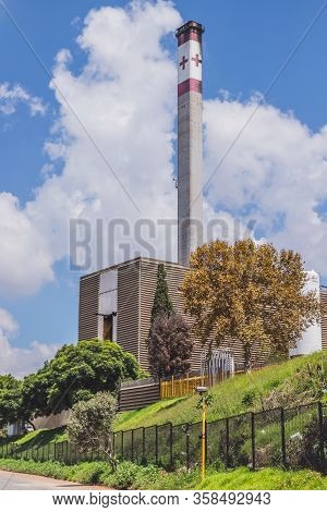 Johannesburg, South Africa, 15th March - 2020: Hospital Smoke Stack For Large Teaching Hospital.