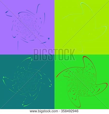 Set Of Duotone Curly, Coil, Gyration Volute Shapes. Twine Vortexes Rotating In Concentric, Radial, R