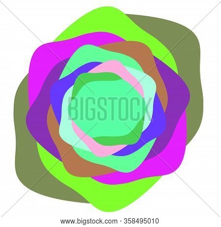 Creamy, Pastel Smudged, Smeared Colorful, Multi-color Concentric, Cyclic Rings Of Different Shapes.