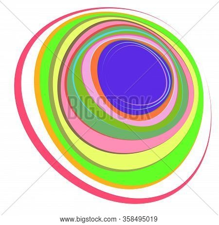 Creamy, Pastel Smudged, Smeared Colorful, Multi-color Concentric, Cyclic Rings Of Different Shapes.