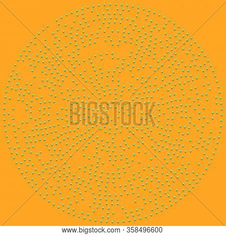 Random Dots, Circles Abstract. Speckles, Dotted Radial, Radiating, Circular Geometric Illustration.