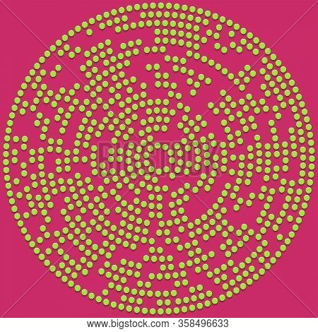 Random Dots, Circles Abstract. Speckles, Dotted Radial, Radiating, Circular Geometric Illustration.