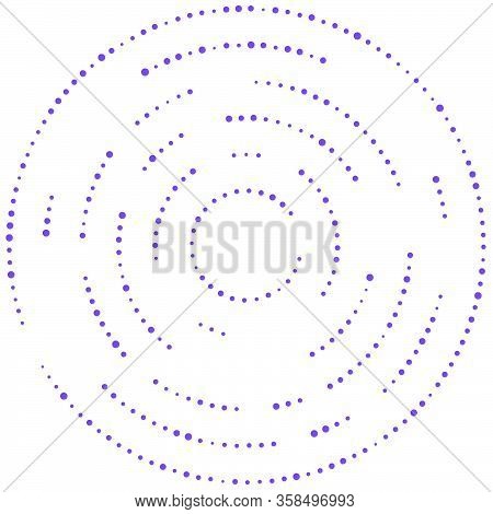 Random Dots, Circles Abstract. Speckles, Dotted Radial, Radiating, Circular Geometric Illustration.
