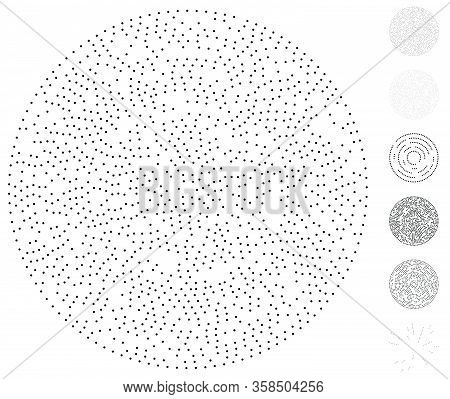 Random Dots, Circles Abstract. Speckles, Dotted Radial, Radiating, Circular Geometric Illustration.