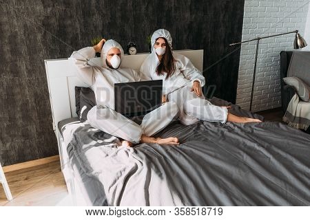 Remote Work During Quarantine, Coronavirus Epidemic. Dangerous Virus, People In Quarantine. The Coup