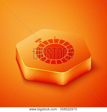 Isometric Canteen Water Bottle Icon Isolated On Orange Background. Tourist Flask Icon. Jar Of Water 
