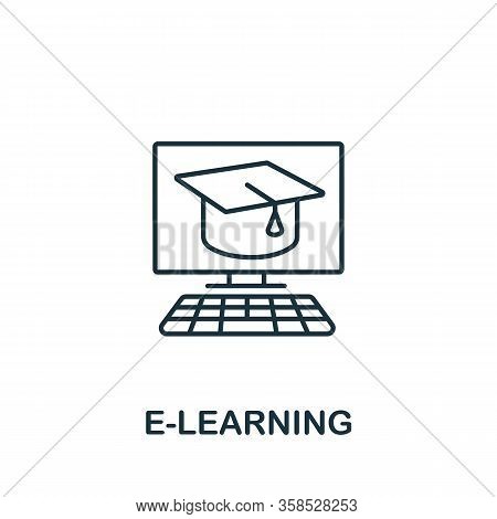 E-learning Icon. Simple Line Element E-learning Symbol For Templates, Web Design And Infographics