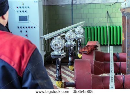 Fitter Assembler Is Assembling A New Gas Pipeline Line In A Gas Boiler Room.