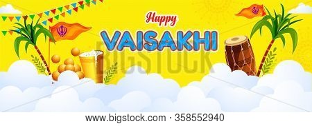 Abstract Origami Design Concept Of Happy Vaisakhi, Baisakhi Punjabi Celebration Festival Background 