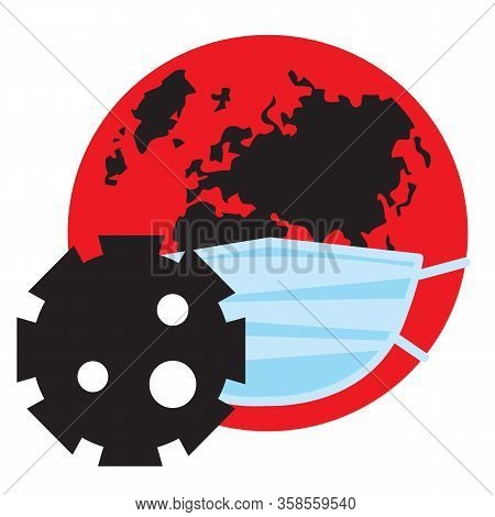  covid 19. Coronovirus. Masked Planet Earth Masked With Coronovirus. Vector, Illustration, Isolate,