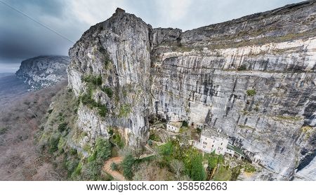 Aerial View Of The Grotto Of Maria Magdalena In France, Plan Daups, The Massif St.baum, Holy Fragran