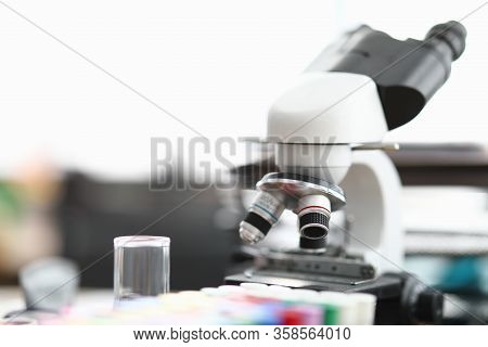Chemical Laboratory There Is Microscope And Tubes. Incubation Period Infectious Diseases. Empty Test