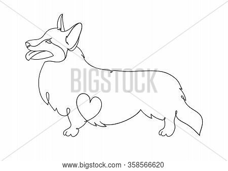 Welsh Corgi-cardigan. Corgi. Vector Illustrations Drawn By Hand. Original Linear Image Of A Dog With