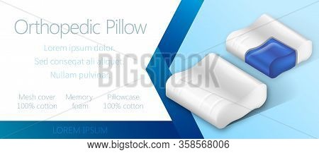 Cotton Surface. Orthopedic Pillow. White Background And Text. Sweet Dreams. Advertising Image. Poste