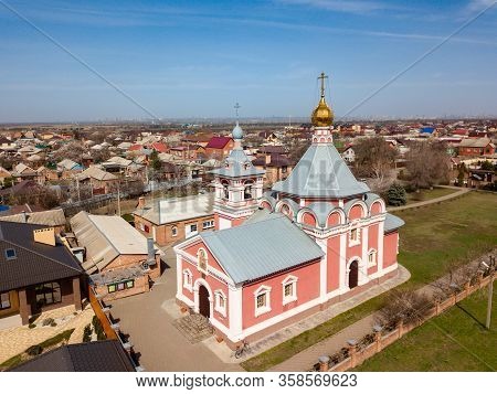 Top View Russia Bataysk 03.28.2020 The Church Of The Ascension Exterior Of The Building In The Sprin