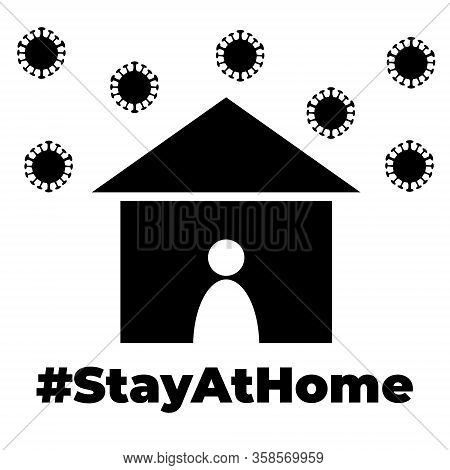 Stay At Home Simple Black And White Vector Illustration