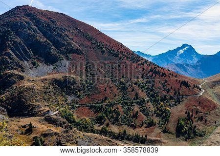 View Of The Mountains Around Alpe D'huez In The French Alps, France