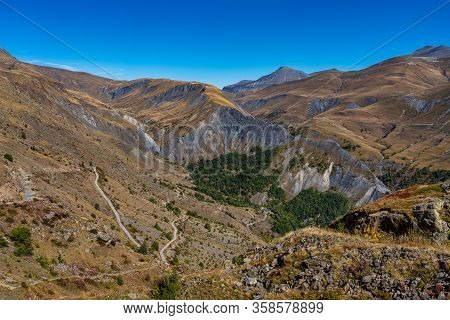 View Of The Mountains Around Alpe D'huez In The French Alps, France