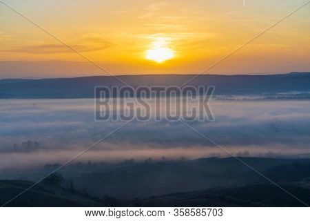 sunset over Palava, Southern Moravia, Czech Republic