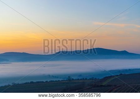 sunset over Palava, Southern Moravia, Czech Republic