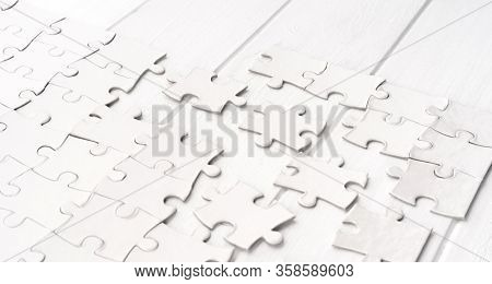 Little pieces of jigsaw puzzle mockup