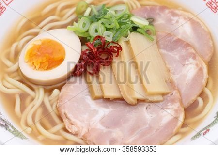 Close Up Of Japanese Miso Soup Ramen Noodles In A Bowl