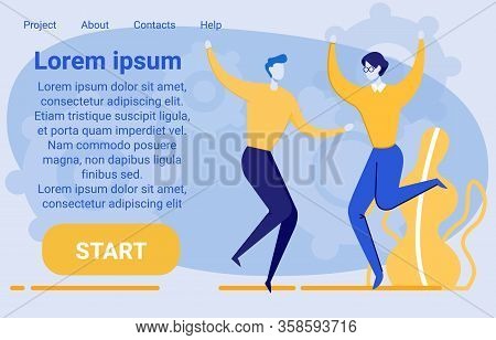 People Group, Colleagues Or Coworkers Jumping And Cheering Happily Together. Corporate Staff Or Offi