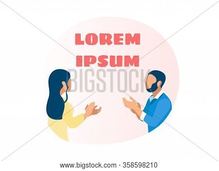 Cartoon Man And Woman Characters, Faceless Businesspeople Clap Or Applaud Each Other. Audience Greet