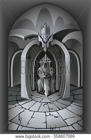 The Darkest Depths Of Evil Lord Dwelling, Vector Illustration
