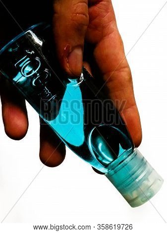 Antibacterial Fluid. Coronavirus Protection Protection. Palm Disinfection. Hygiene Is Very Important